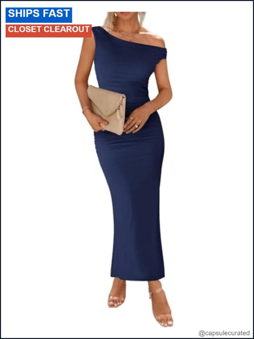 One Shoulder Mesh Maxi Bodycon Dress Ruched Back Slit Formal Wedding Guest